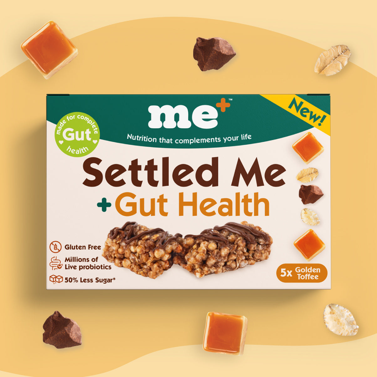 Golden Toffee Settled Me + Gut Health (6 Packs - 30 Bars)